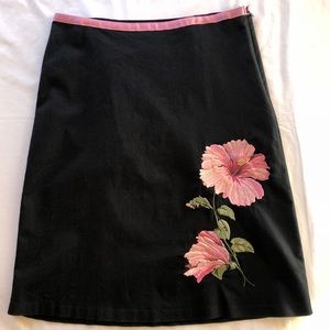 50's Style Huge Embroidered Flower A-line Skirt Junior’s Sz 7